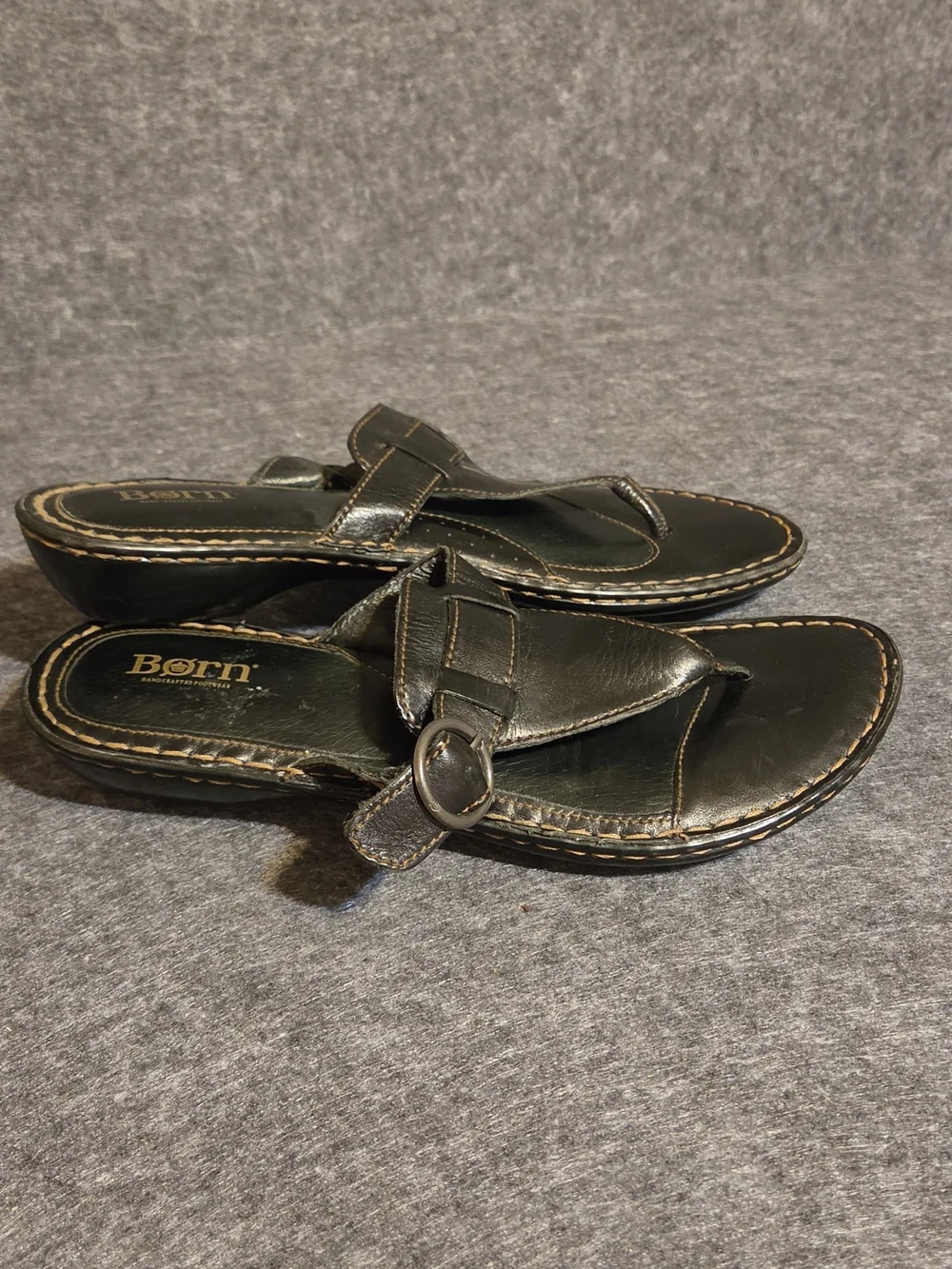 Børn Black Leather Thong Sandals